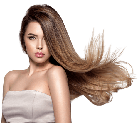 Woman with long flowing hair