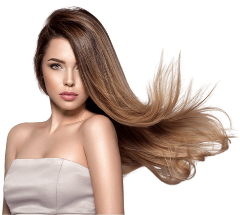 Woman with long flowing hair